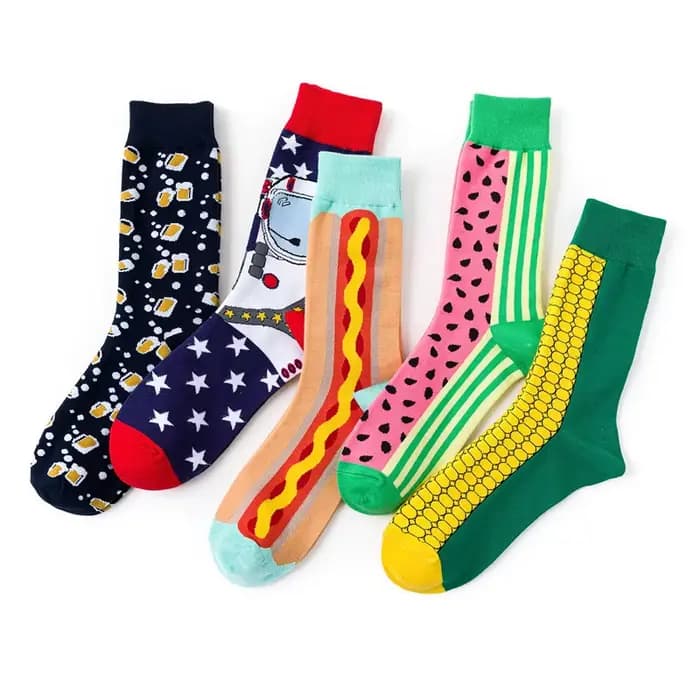 Chaussettes décontractées colorées pour hommes, chaussettes heureuses et drôles, chaussettes imprimées unisexes, chaussettes en coton peigné Sox, mode masculine, taille EU 38-45, 1 paire
