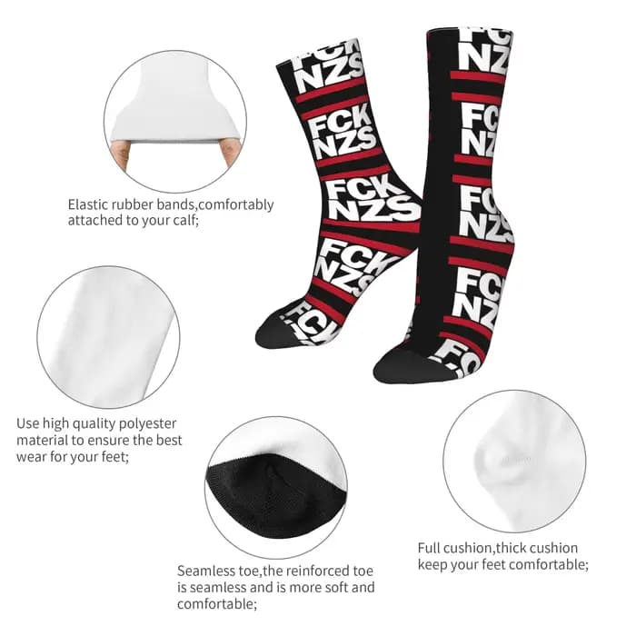 Fck Nzs Chaussettes Kawaii Bas Chaussettes d'extérieur douces pour hommes Chaussettes antidérapantes graphiques d'hiver