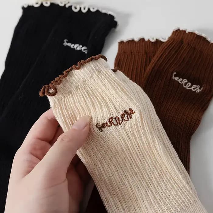 Chaussettes pour femmes printemps-été, fines et respirantes, mi-mollet, à motif vague, style jeune fille, absorbant la transpiration, vente en gros