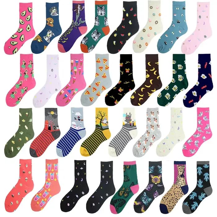 Style coréen mignon drôle chaussettes femmes Totoro avocat Pizza bière Sushi planète heureux Kawaii