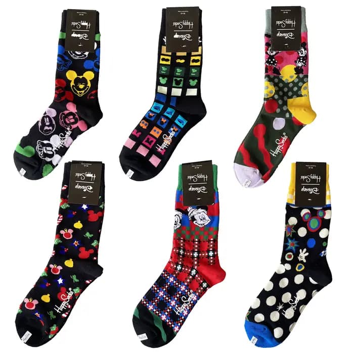 Chaussettes décontractées Mickey Mouse, chaussettes mi-mollet imprimées avec motif Mickey de dessin animé mignon, chaussettes fantaisie amusantes en coton coloré