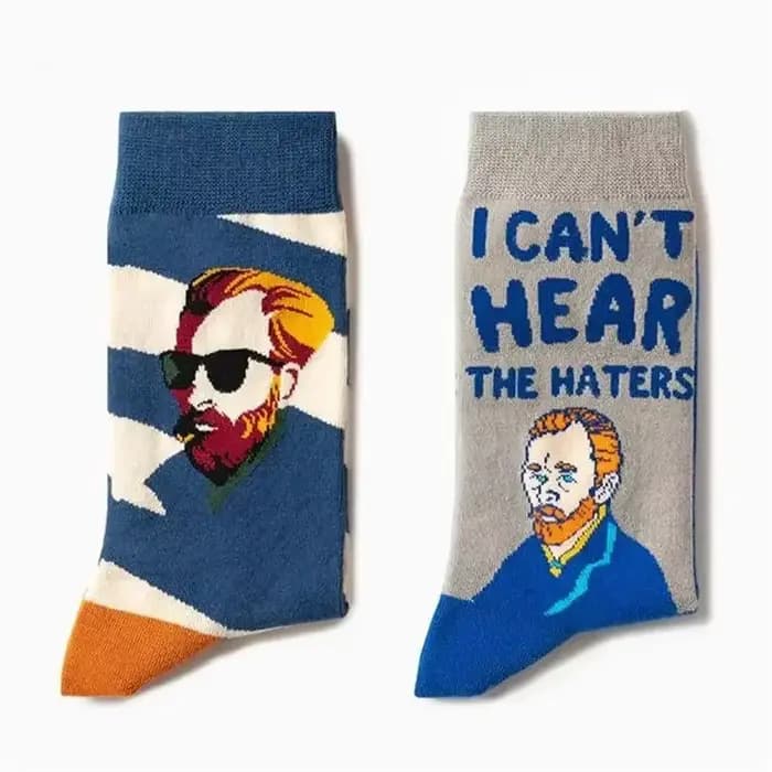 Van Gogh série chaussettes célèbre peinture style européen et américain dessin animé hommes et femmes en tube dessin animé coton chaussettes
