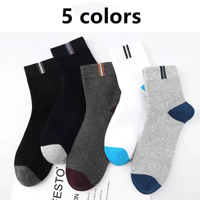 5 paires de chaussettes mi-mollet pour hommes, chaussettes confortables en coton pour le travail et les loisirs, avec un style sportif coloré, chaussettes mi-mollet classiques