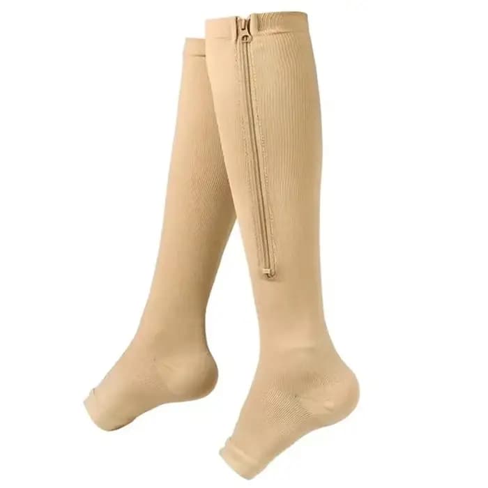 Chaussettes de compression à fermeture éclair pour femmes et hommes, bas robustes à fermeture éclair pour améliorer la circulation sanguine, soulage la douleur et le gonflement, 1 paire