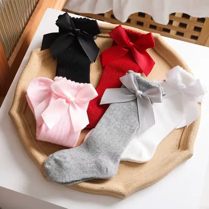 Chaussettes hautes en coton avec gros nœud pour bébé fille et garçon, bas pour enfants, vêtements pour tout-petits, accessoires pour enfants, nouveau, printemps, automne