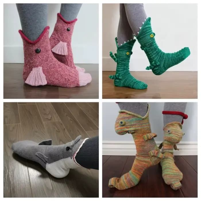 Crocodile doux au crochet animaux chaussettes élastiques respirant tricoté