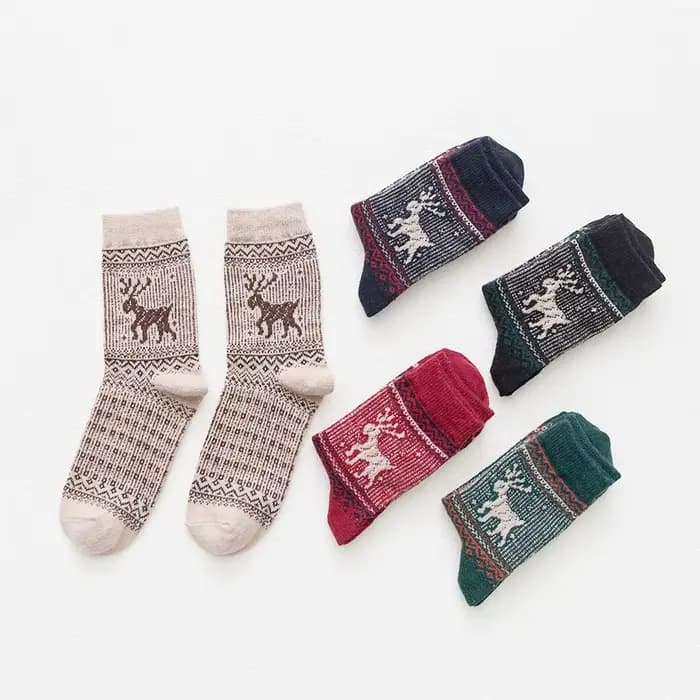 5 paires/lot nouvelles chaussettes en laine pour femmes multicolore mode automne hiver