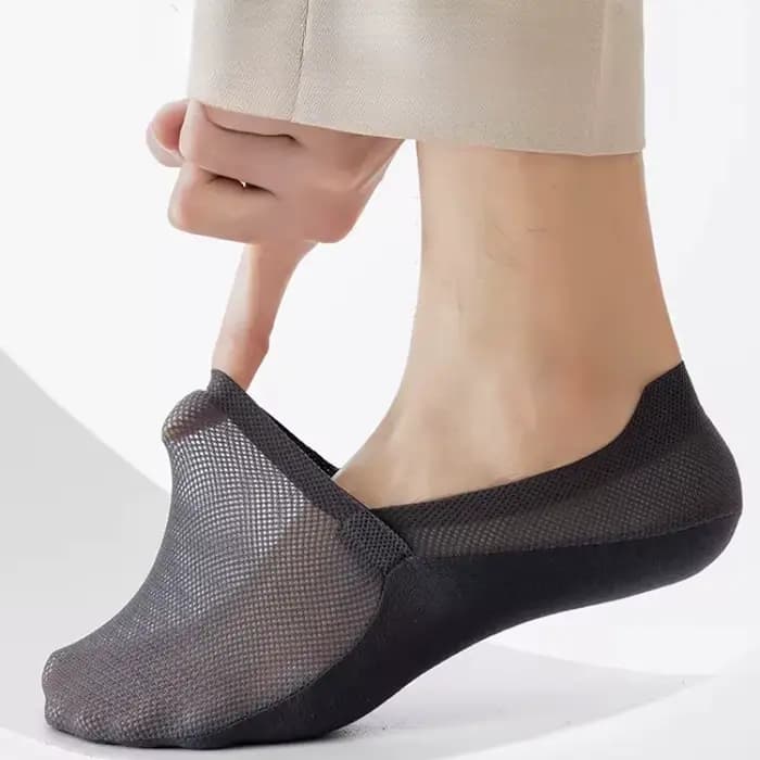 Invisible No Show Socks Men Male Ice Silk Sock Slippers Summer Hollow Out Mesh Thin Breathable Anti-slip Low Cut Boat