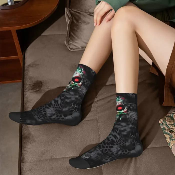 Personnalisé egypte crâne moteur Rock musique mode chaussettes femmes hommes chaud 3D imprimé sport Football chaussettes