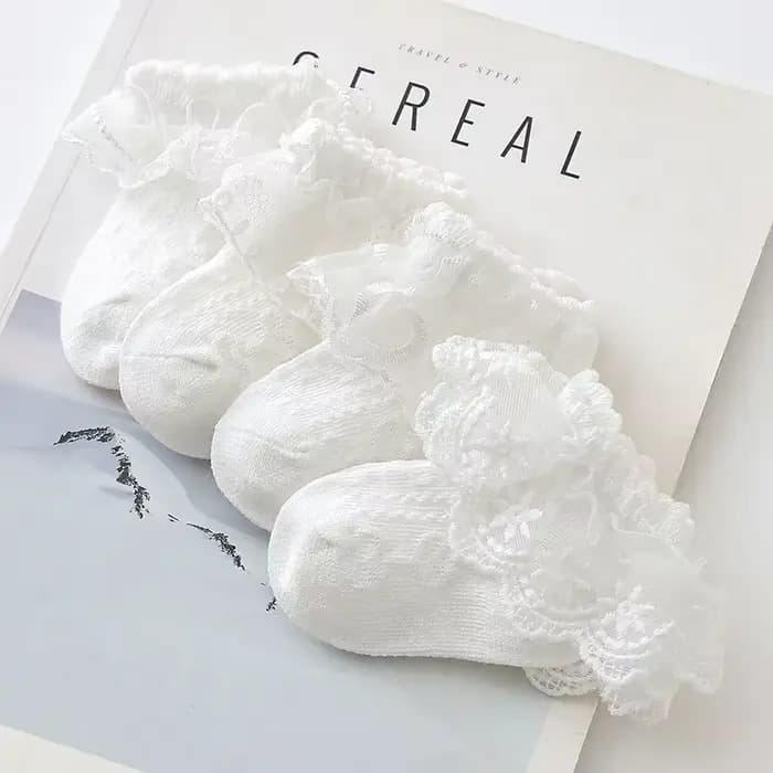 Chaussettes en dentelle florale pour bébés filles de 0 à 8 ans, mignonnes volants blancs, antidérapantes, chaussettes de danse pour enfants, chaussettes de pied décontractées pour nourrissons