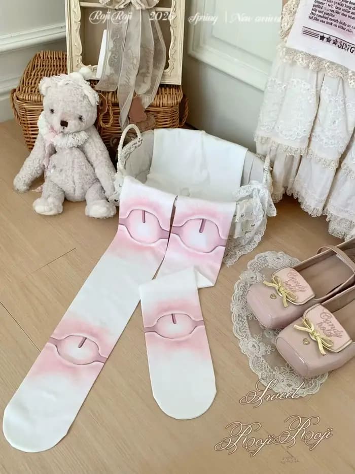Nouvelles chaussettes japonaises Lolita pour femmes, collants gothiques en velours imprimé 80D, doux et adhérents, pour l'été et l'automne