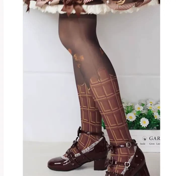 Collants Lolita pour femmes en chocolat noir ou au lait