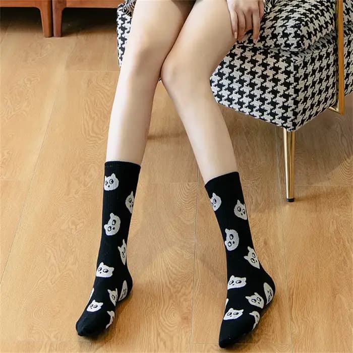 Chaussettes chat mignon noir blanc pour femmes, joli chaton décontracté, cadeau de noël, livraison directe, nouvelle collection