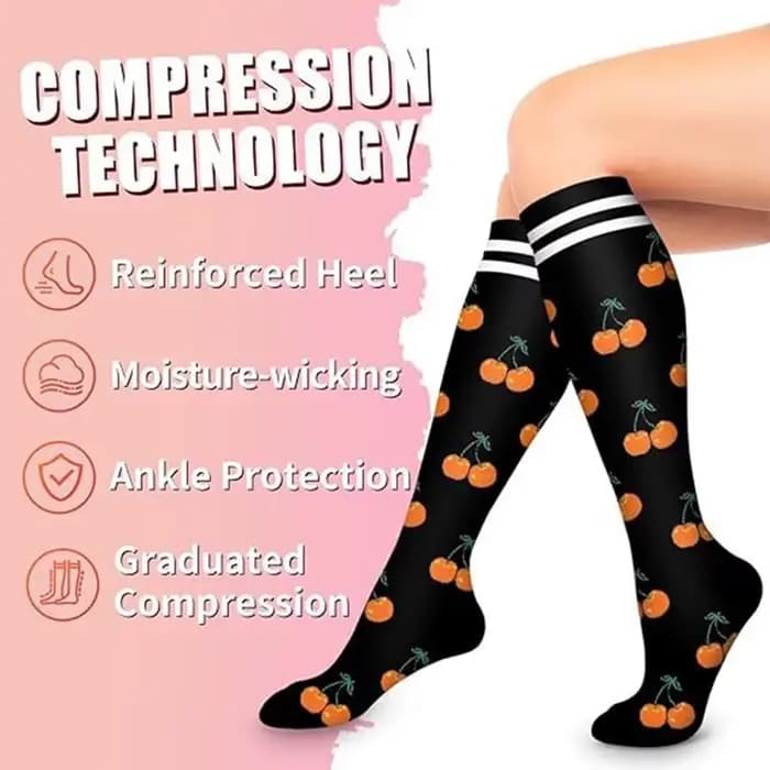 6 paires de nouvelles chaussettes de compression à motif floral