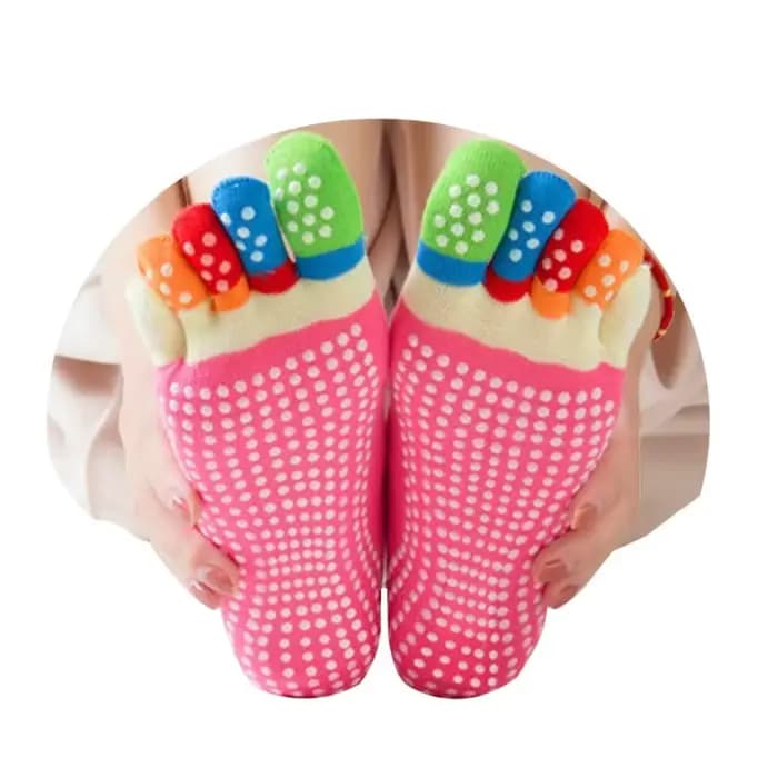 Chaussettes de yoga colorées pour femmes, chaussettes de fitness et de Pilates en coton, chaussettes arc-en-ciel antidérapantes pour l'entraînement, respirantes, violettes