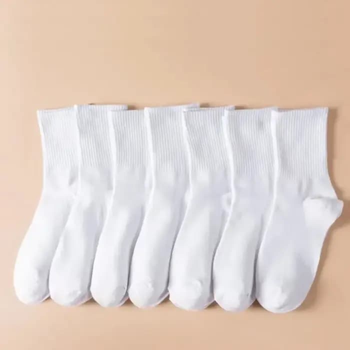 7/10/20 paires blanc noir mi-tube femmes chaussettes femme classique couleur unie à la mode sport décontracté absorbant respirant hommes chaussette