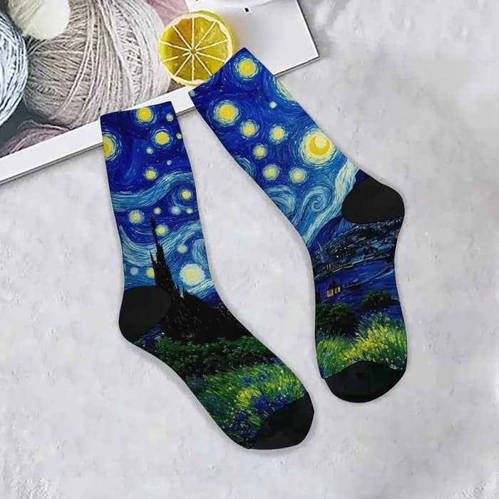 Van Gogh style nuit étoilée chaussettes pour hommes