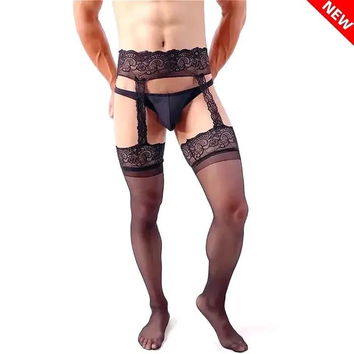 Collants en dentelle brodés pour hommes
