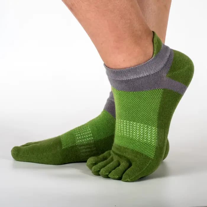 Chaussettes de Sport pour hommes, maille de cheville, coton, courtes, blanches, absorbant la sueur, respirantes avec les doigts