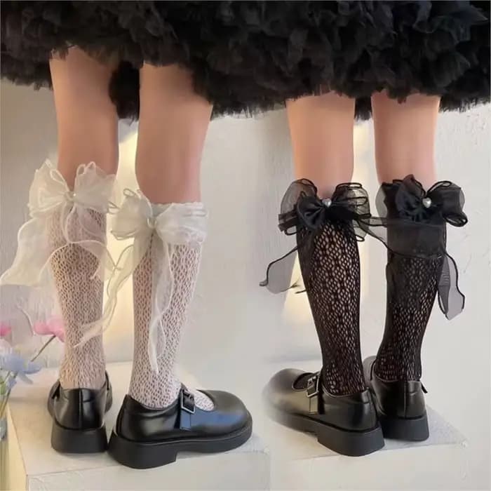 Chaussettes en dentelle respirantes pour bébés et filles - Chaussettes tube en dentelle Lolita pour l'été