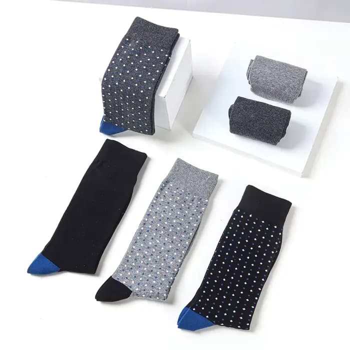 Chaussettes longues décontractées en coton pour hommes, motif de points bleus, affaires provoqué, marque douce, design de mode, grande taille, haute qualité, 6 paires