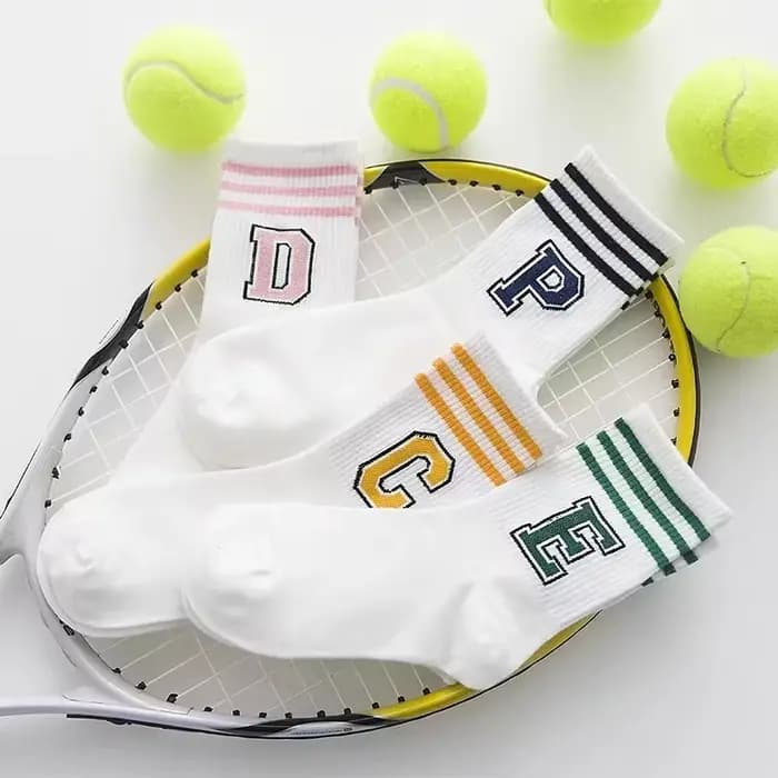 Chaussettes courtes de sport à lettres rayées pour femmes et filles