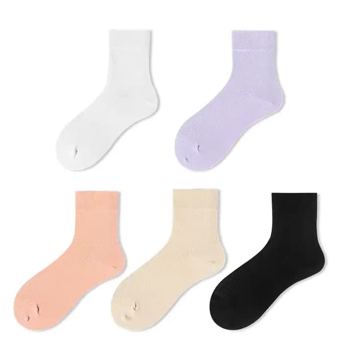 5 paires de chaussettes d'été mi-mollet pour femmes