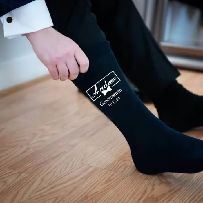 Chaussettes de mariage personnalisées, meilleur homme, marié et page, chaussettes amusantes pour garçon, cadeau personnalisé pour articles de mariage, fournitures de fêtes, décoration de proposition