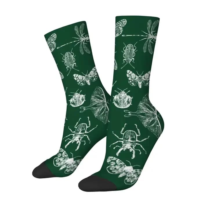 Chaussettes fantaisie rétro à motif insecte naturel pour hommes
