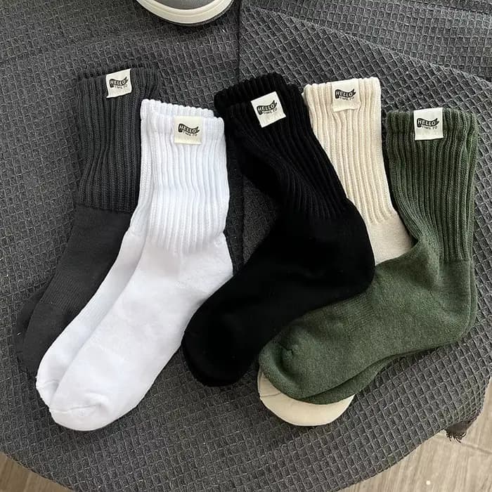 Chaussettes mi-tube en coton avec étiquette de gril pour hommes