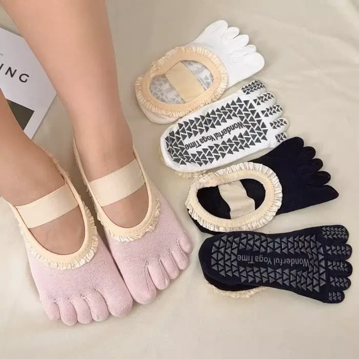 Chaussettes de Yoga antidérapantes à cinq orteils pour femmes