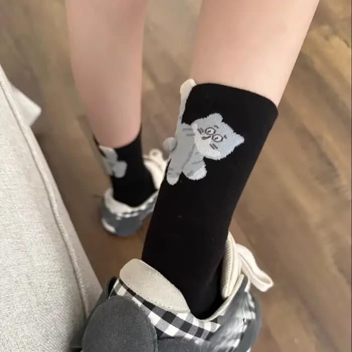 2 paires de chaussettes créatives à Tube central 3D en forme de chaton