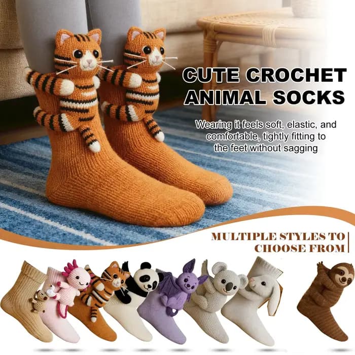 Chaussettes de sol en forme d'animal mignon tricoté en 3D