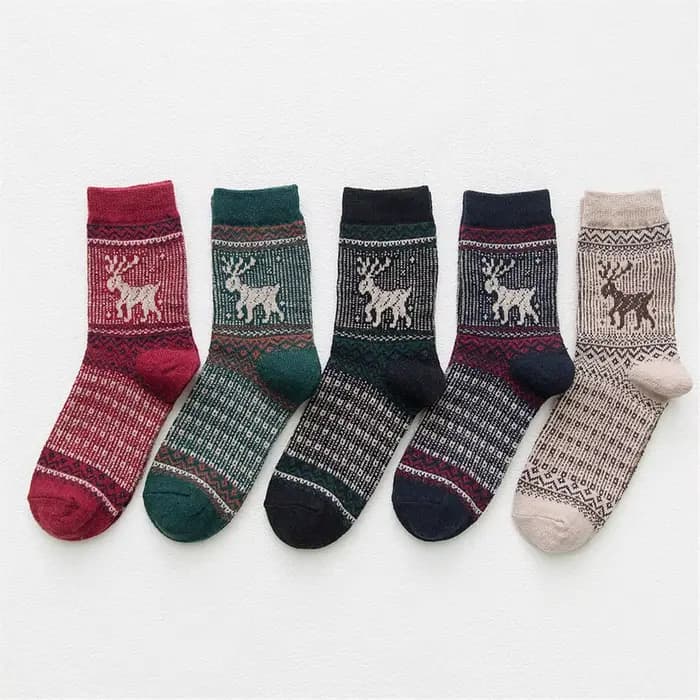 5 paires/lot nouvelles chaussettes en laine pour femmes multicolore mode automne hiver