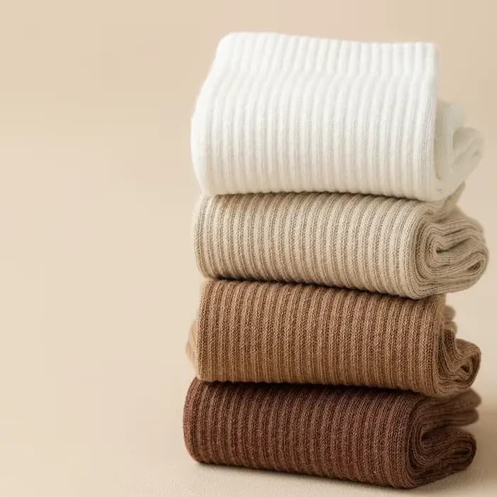 Chaussettes pour hommes rétro couleur unie café blanc kaki Beige