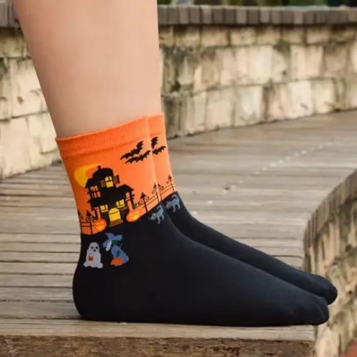 Mode femmes coton chaussettes Halloween horreur Cosplay décontracté cheville