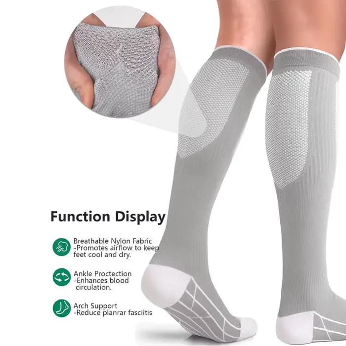 1 paire de chaussettes de compression 20-30 MMHg pour femmes et hommes - Meilleur soutien pour la circulation