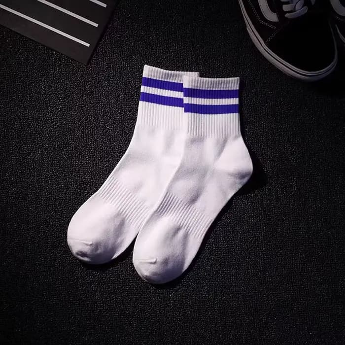 Vintage deux rayures sport coton hommes cheville chaussettes Streetwear Skate Hiphop athlétique blanc noir Shcool concepteur Punk garçon