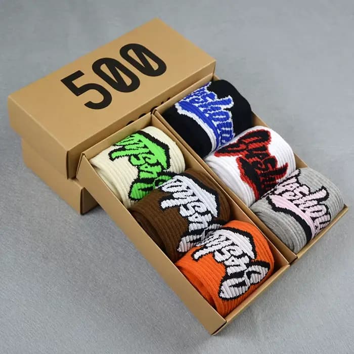 Chaussettes pour hommes 3 paires/boîte lettres colorées personnalité de rue sauvage drôle Hip Hop Couple mode