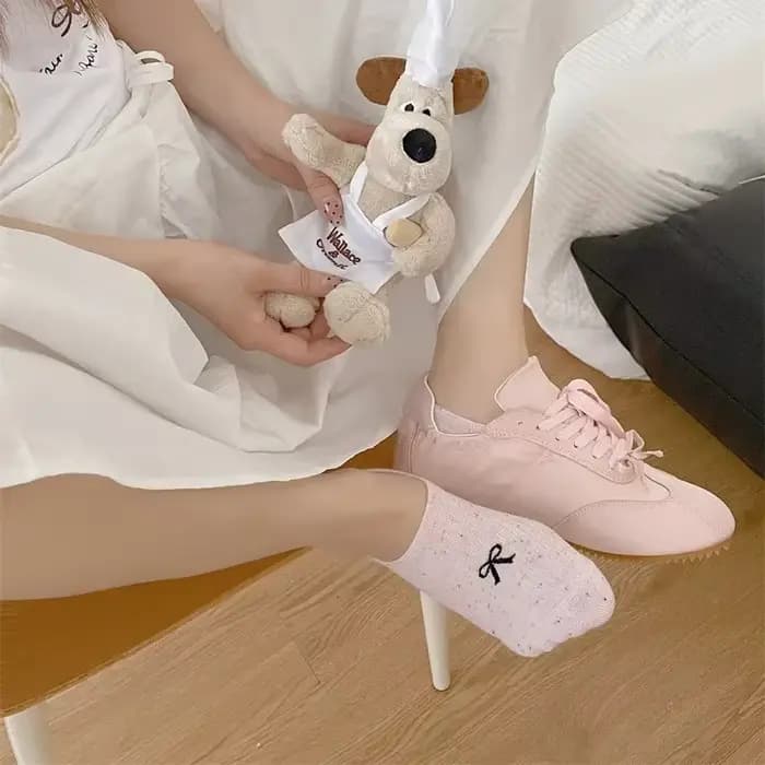 Chaussettes d'été en fil à pois fins pour femmes, avec nœud papillon, respirantes, Anti-talon, en pur coton, simples, coupe basse, invisibles, peu profondes