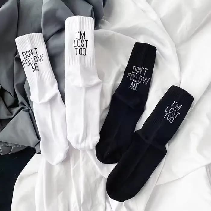 Femmes hommes chaussettes drôles Harajuku Humor mot imprimé