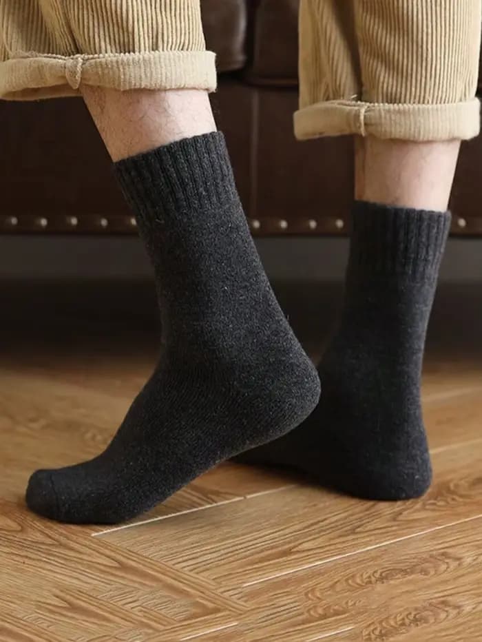 5 paires de chaussettes d'hiver noires pour hommes
