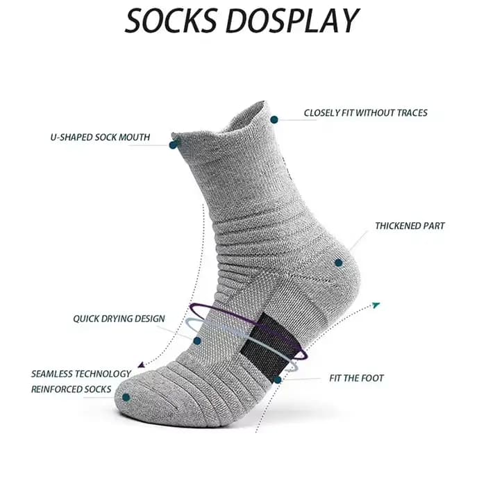 6 paires de chaussettes de compression de basket-ball pour hommes, chaussettes de sport respirantes avec semelle rembourrée, antidérapantes à haute élasticité pour l'entraînement et la course à pied