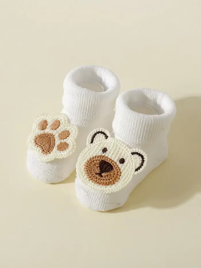4 paires de chaussettes ours de dessin animé mignon pour bébé