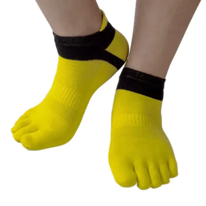 Chaussettes de Sport pour hommes, maille de cheville, coton, courtes, blanches, absorbant la sueur, respirantes avec les doigts