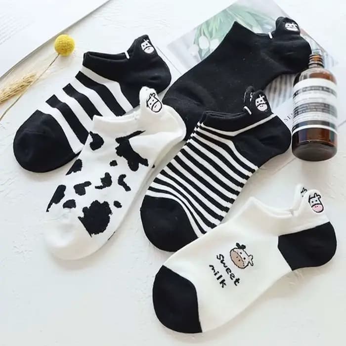 5 paires/lot été femmes dessin animé chaussettes courtes imprimé Animal bas Tube Cool