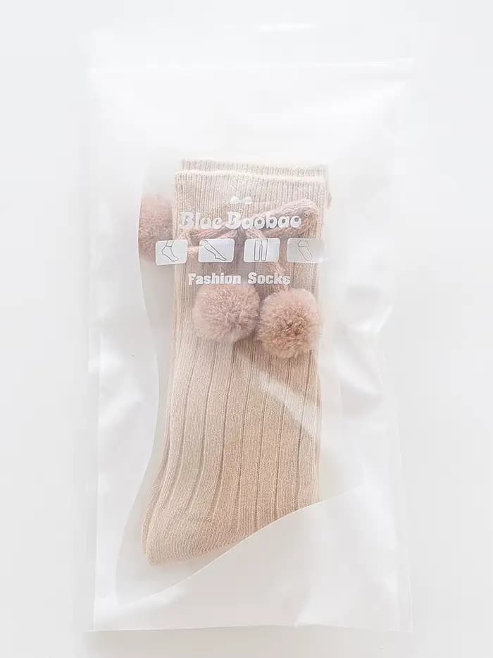 Pompon bébé garçons filles chaussettes pour enfants tricot nouveau-né automne hiver