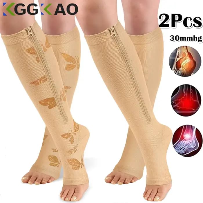 Chaussettes de compression à fermeture éclair pour femmes et hommes