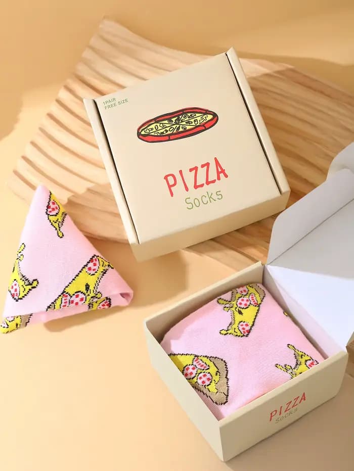 1 paire de chaussettes unisexes coupe moyenne pizza avec un roman et particulière cadeau de vacances créatif et intéressant Convient pour le pâques
