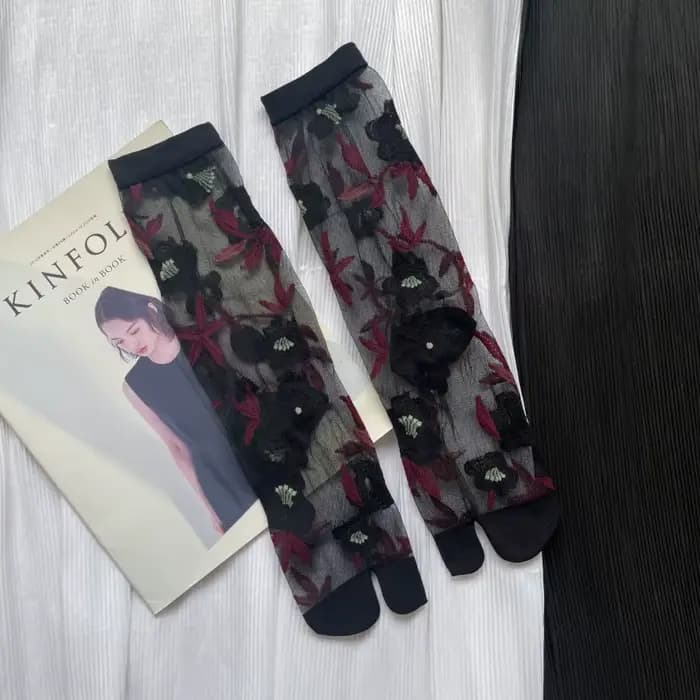 Chaussettes d'été transparentes Ultra-fines à bout fendu pour femme
